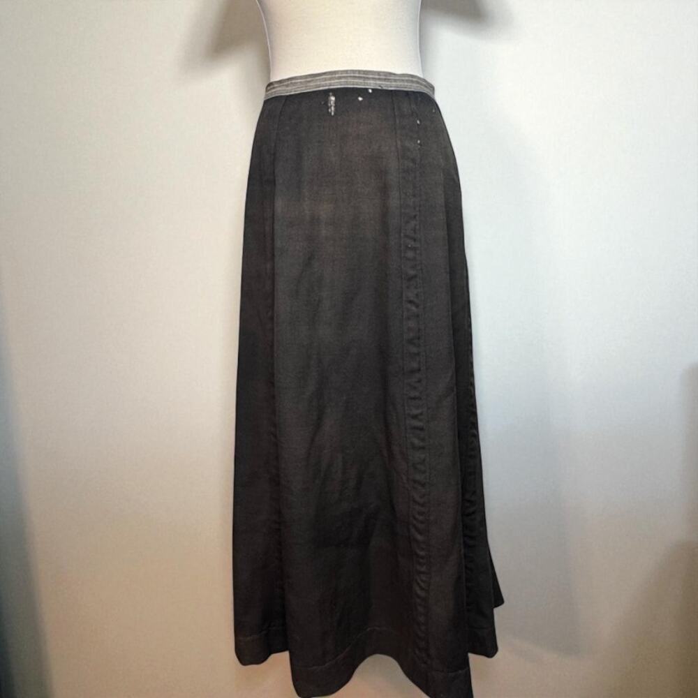 Vintage Antique Wool Edwardian Skirt Black XS Repaired Lined 1910s Handmade